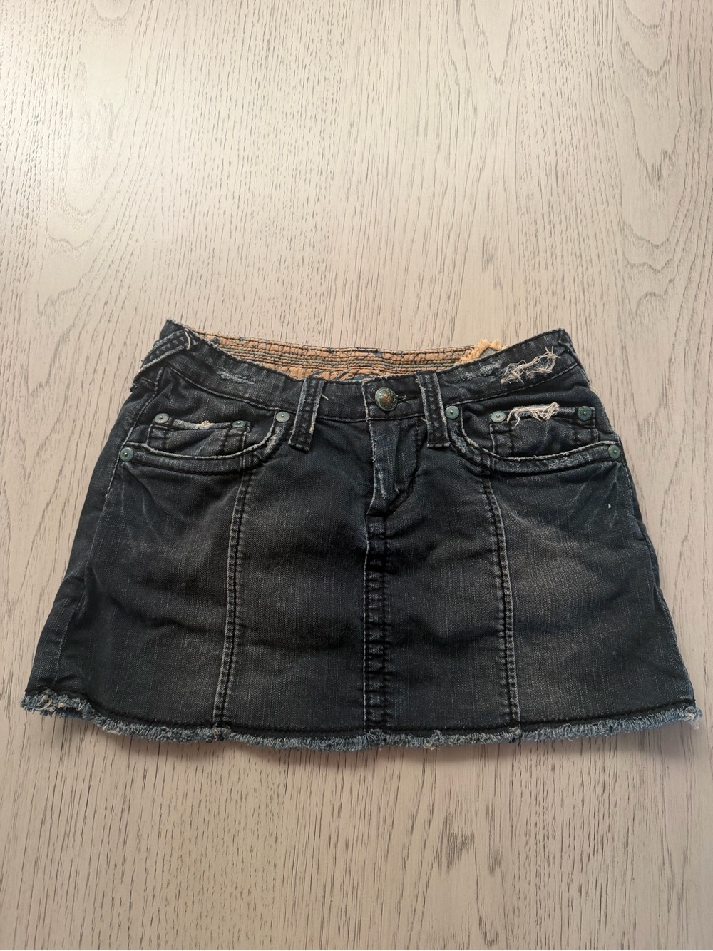 Stitch's Black Washed Denim Mini Skirt